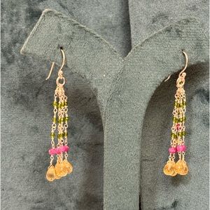 Peridot, Ruby, Citrine earrings in Sterling Silver.